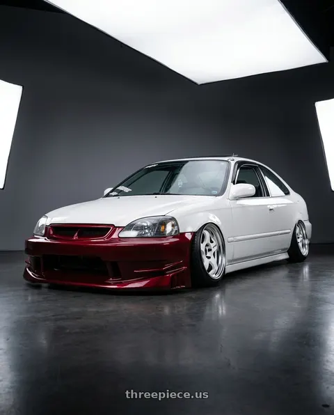 2000 Honda Civic with Work Meister S1 2P 4x100 15x8+0 O Disk White wheels