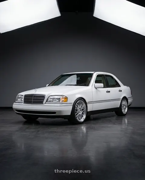 1995 Mercedes-Benz C220 with Petrol P4C 5X112 16X7 +40 SILVER W/ MACHINED FACE & LIP wheels