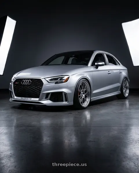 2017 Audi RS3 with SSR Professor MS3 5x112 20x11+37 SL Disk Titan Silver wheels