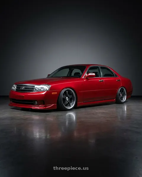 2004 INFINITI M45 with Work Equip E05 5x108 19x11.5+21 o disk Black Anodized wheels