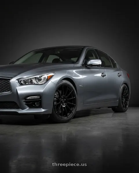 2014 INFINITI Q50 with Vors TR10 5x114.3 19x8.5 +35 Gloss Black wheels