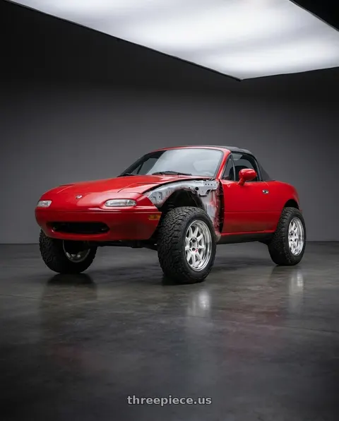 1993 Mazda Miata with Work Emotion Rs11 2p 4x100 17x10.5 12 white wheels