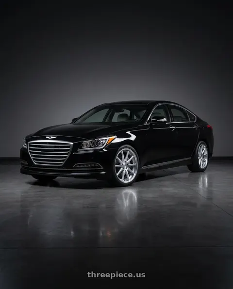 2016 Hyundai Genesis 3.8 with Work Gnosis Cv201 5x114.3 19x8.5+38 A Disk Brush Silver Clear wheels