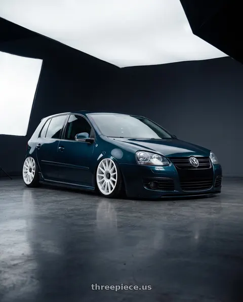 2009 Volkswagen GTI with fifteen52 PODIUM 5x114.3 / 5x120 19x8.5 +35 RALLY WHITE (GLOSS WHITE) wheels