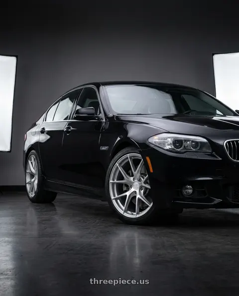 2014 BMW 535i xDrive with Aodhan AFF7 5x120 19x8.5+35 Gloss Silver Machined Face wheels