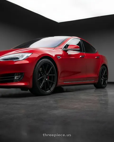 2020 Tesla Model S Performance with Aodhan AFF3 5x120 19x9.5 +35 Matte Black wheels