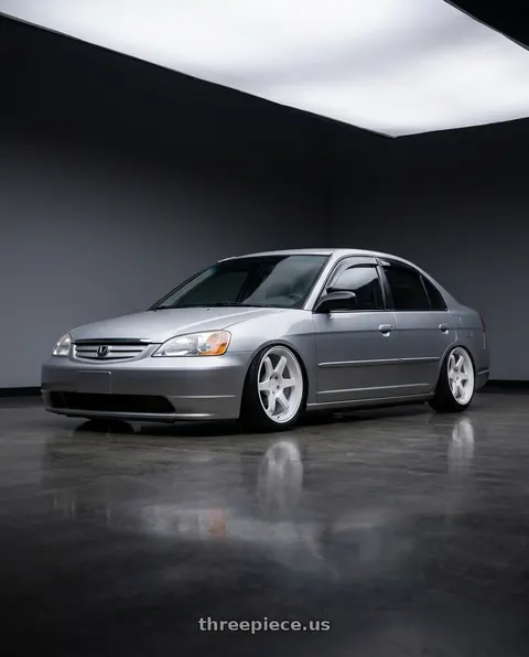 2002 Honda Civic with 9six9 SIX-1 5x100 17X8 +35 Competition White wheels