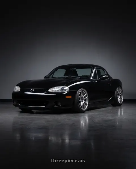 2003 Mazda Miata with Work Emotion Cr Kiwami 4x100 16x6.5 +48 Gt Silver wheels