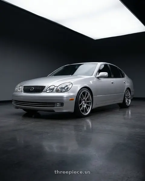 2001 Lexus GS300 with Work Cr 2P 5x114.3 18x9.5 +38 GT Silver wheels