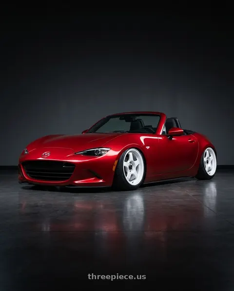 2016 Mazda miata red with Vors SP1 4x100 15x7  +35 All White wheels