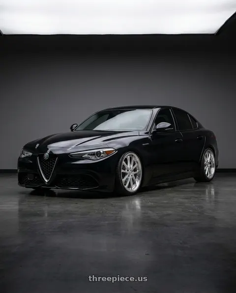2023 Alfa Romeo Giulia with Vors AR5 5x110 17x8 +35 Silver Machine Face Lip Chrome Rivet wheels