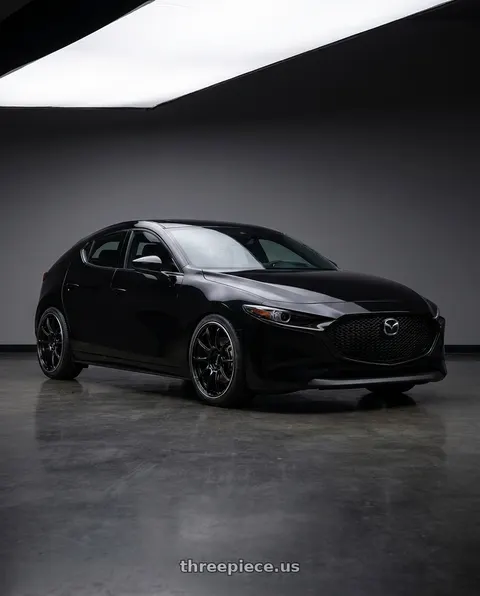 2019 Mazda 3 with Advan RZ II 5x114.3 19x8.5+50 Racing Gloss Black and Ring wheels