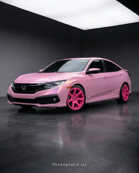 2021 Honda Civic with Heritage Wheel Kokoro MonoC 5X114.3 19x8.5+35 Pink wheels