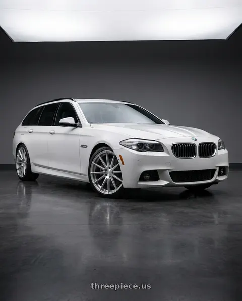 2016 bmw 550d white with Avant Garde Wheels M615 5X120 20x10 +38 Silver Machine wheels