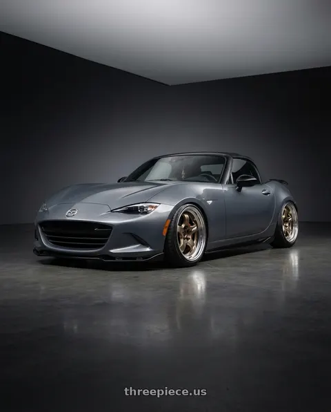 2021 Mazda MX-5 Miata with Work Meister S1 2P 4x100 15x9+45 O Disk Titanium Gold wheels