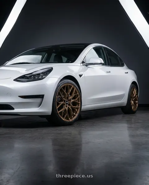 2020 Tesla Model 3 with F1R FS3 5x114 18x9.5 +38 Matte Bronze wheels
