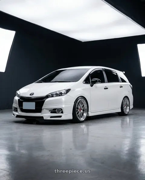 2014 toyota wish white with BBS LM 5x114.3 19x8.5+43 Diamond Silver wheels