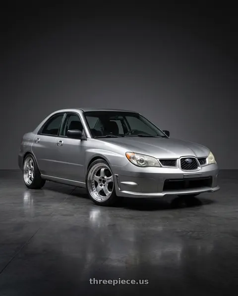 2007 Subaru Impreza with Work Meister S1 3P 5x100 17x8+48 W Disk Silver wheels