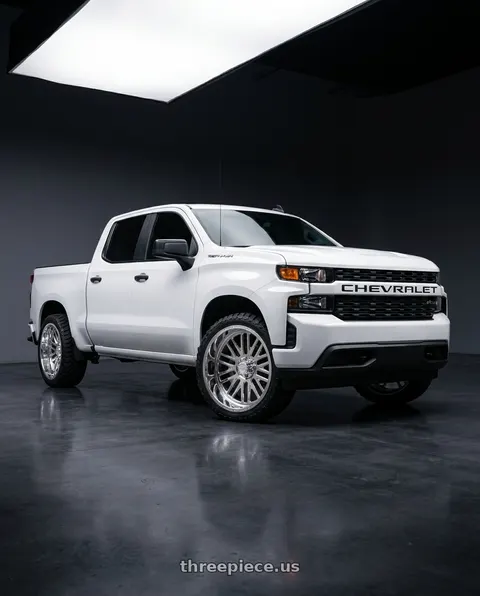 2021 Chevy Silverado Custom with Amani Bario blank 6x 24x12 -44 Polished wheels