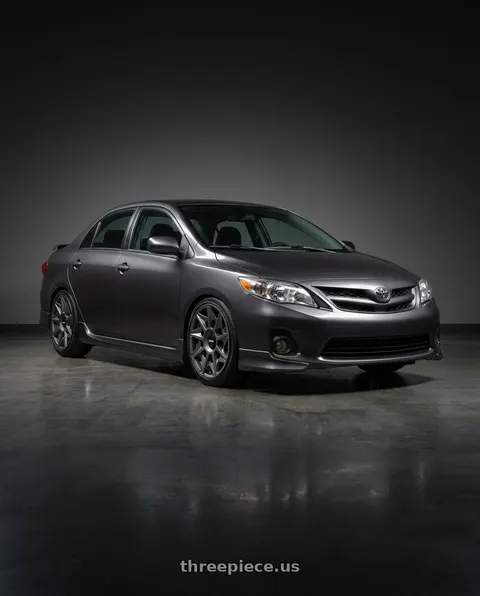 2010 Toyota Corolla with Rotiform 1PC R128 CVT 5X100/5X112 18X8.5 +35 MATTE ANTHRACITE wheels