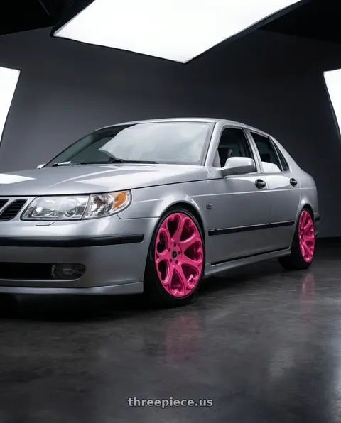 2004 Saab 9-5 Arc with Heritage Wheel KOKORO 5x110 18x9.5 +22 Pink wheels