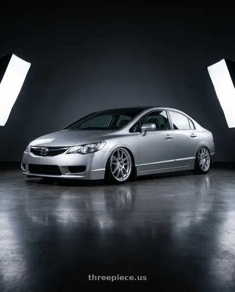2009 Honda Civic with Enkei PF01 5x114.3 18x8.5+48 Silver wheels