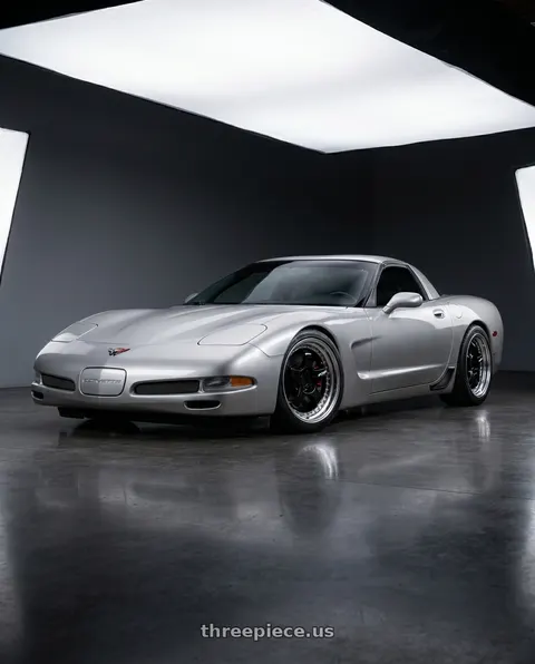 2003 Chevrolet Corvette Z06 with Work Meister S1 3P 5x100 18x9.5-9 A Disk Black wheels