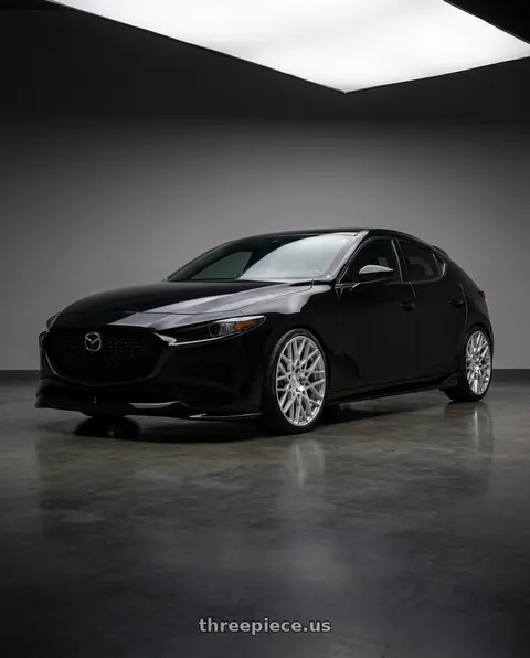 2024 Mazda 3 with Rotiform 1PC R110 BLQ 5X114.3 19X8.5 +38 GLOSS SILVER MACHINED wheels