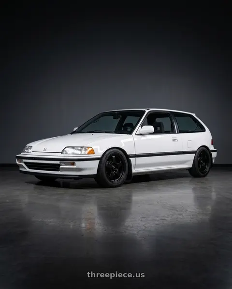 1991 Honda Civic Si with Vors SP1 4x100 15x7  +35 All Matte Black wheels