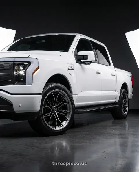 2022 Ford F-150 Lightning with Fuel 1PC MUTINY 6x135 22x9.5 +20 Gloss Black Brushed Dark Tint wheels