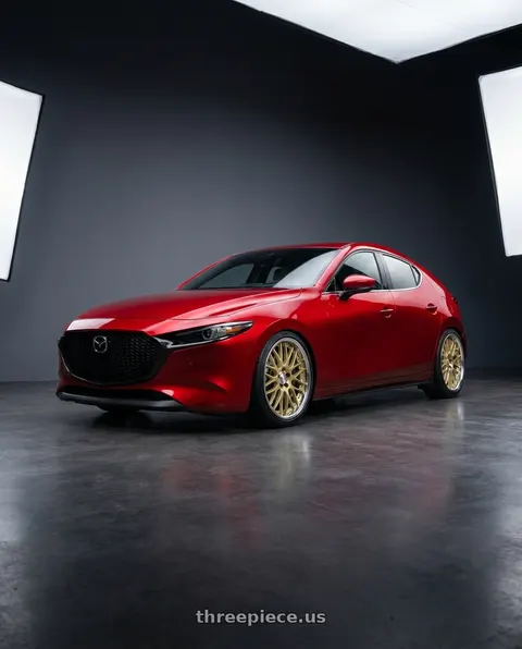 2025 Mazda 3 with Work Lanvec Lm1 5x114.3 18x8.5+45 A Disk Light Metallic Gold wheels