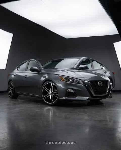 2021 Nissan Altima SV with American Racing AR893 MAINLINE 5x114.3 17x8 +25 GLOSS BLACK MACHINED wheels