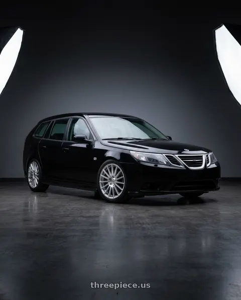 2010 Saab 9-3 with V�xx Capo 5x110/5x115 18x8+45 Silver Mach Face wheels