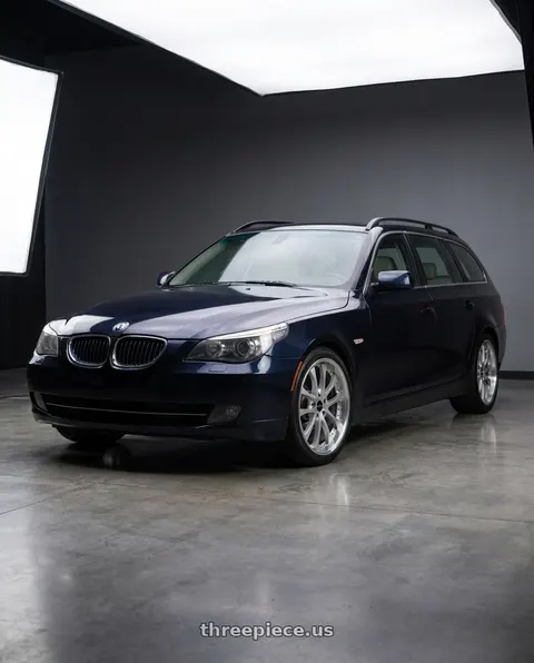 2008 BMW 535xi with ARC AR5 5x120 18x8.5  +35 Silver Machine Face Lip Chrome Rivet wheels
