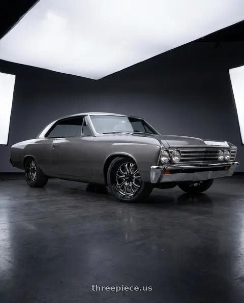1967 Chevrolet Chevelle with Boyd Coddington BC3 Bristol 5x120.65 17x4.5 -24 Gloss Black / Milled Spokes wheels
