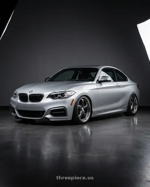 2016 BMW M235i with Work Wheels VS-KF 5X114.3 19x7.5+34 Brilliant Silver Black A Disk FULL REVERSE wheels