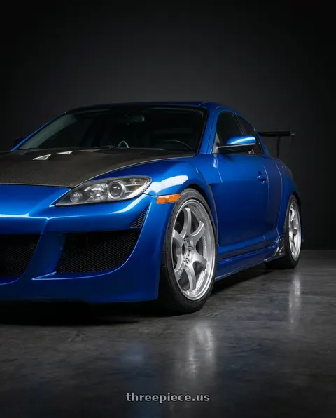 2005 Mazda RX-8 with Gram Lights 57DR 5x114.3 18x9.5+38 Grace Silver wheels