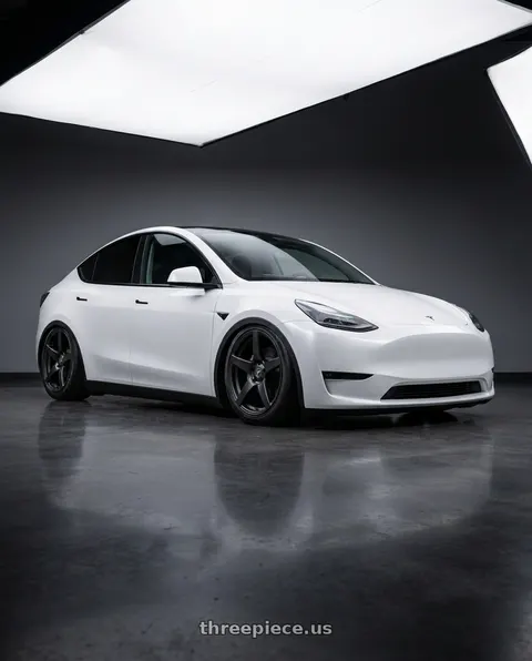 2024 Tesla Model Y with Forgestar CF5 5x114.3 20x9 +35 Satin Black wheels