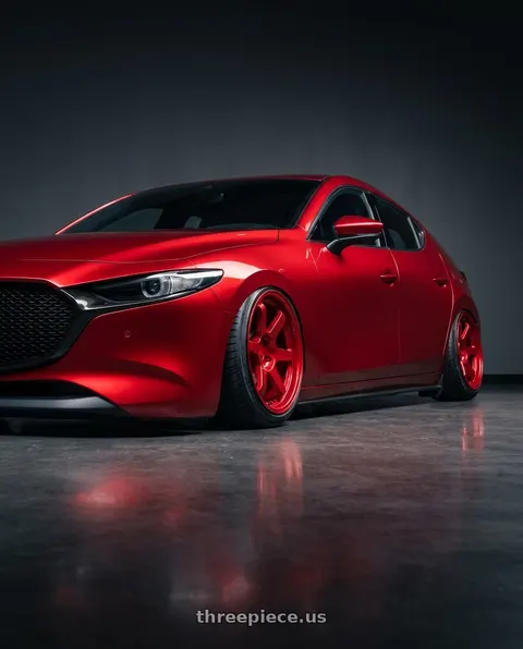 2024 Mazda 3 with 9six9 SIX-1 5x114.3 18X8.5 +20 Candy Apple Red wheels