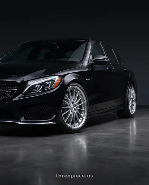 2018 Mercedes-Benz C43 AMG with Work Schwert Regnitz 5x112 19x8.5+45 A Disk Silky Rich Silver wheels