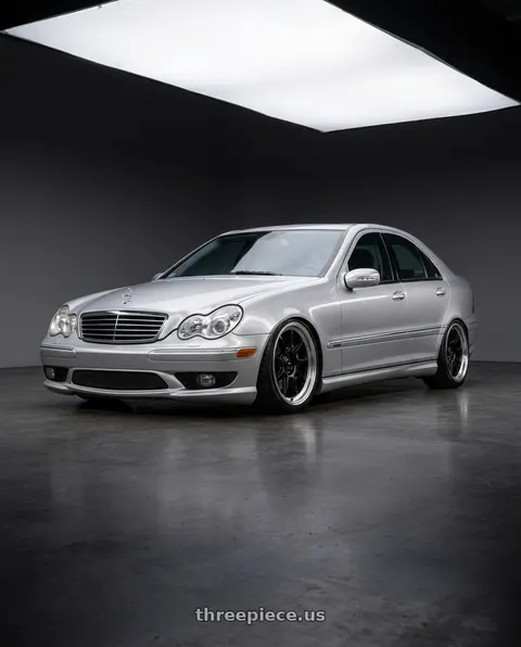 2006 Mercedes-Benz C55 AMG with Konig Countergram 5x112 19x11+40 Matte Black / Matte Machined Lip wheels