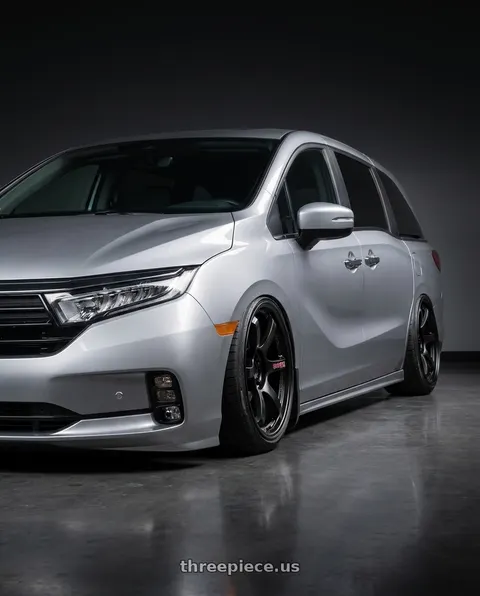2024 Honda Odyssey with Gram Lights 57DR 5x120 19x8.5 +45 SEMI GLOSS BLACK wheels