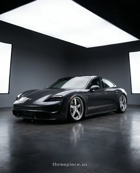 2021 Porsche Taycan with Work Equip E05 5x108 19x10.5+-17 o disk Feinheit Silver 2 wheels