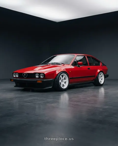 1986 Alfa Romeo GTV-6 with Volk Racing TE37 Gravel 5x114.3 15x7.0+35 White wheels