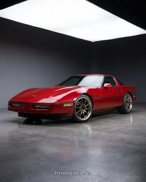 1990 Chevrolet Corvette with Work Emotion Zr10 5x120 18x10.5 +12 Titanium Diamond Lip Cut wheels