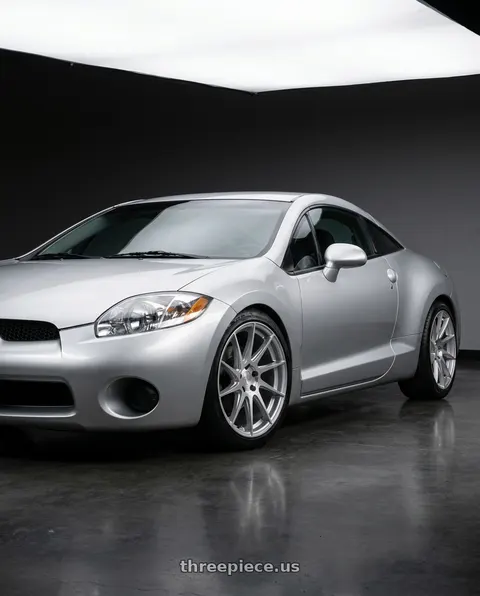 2010 Mitsubishi Eclipse with Aodhan AH09 5x114.3 18x8.5 +35 Gloss Silver Machined Face wheels