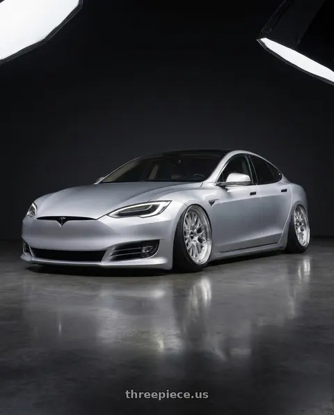 2018 Tesla Model S with Konig Countergram 5x114.3 18x9.5+35 Hyper Chrome / Machined Lip wheels