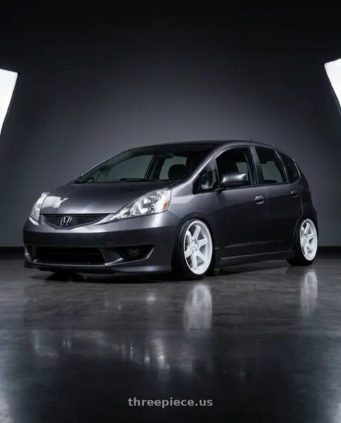 2013 Honda Fit with F1R F106 5x114.3 17x8 +35 White wheels