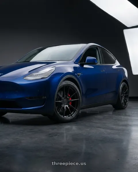 2022 Tesla Model Y with Rohana RFX2 5x114.3 20x10+40 Matte Black wheels