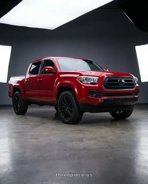 2022 Toyota Tacoma SR with Platinum 435SB Flux 5x114.3 16x7 +40 Satin Black w/ Satin Clear wheels